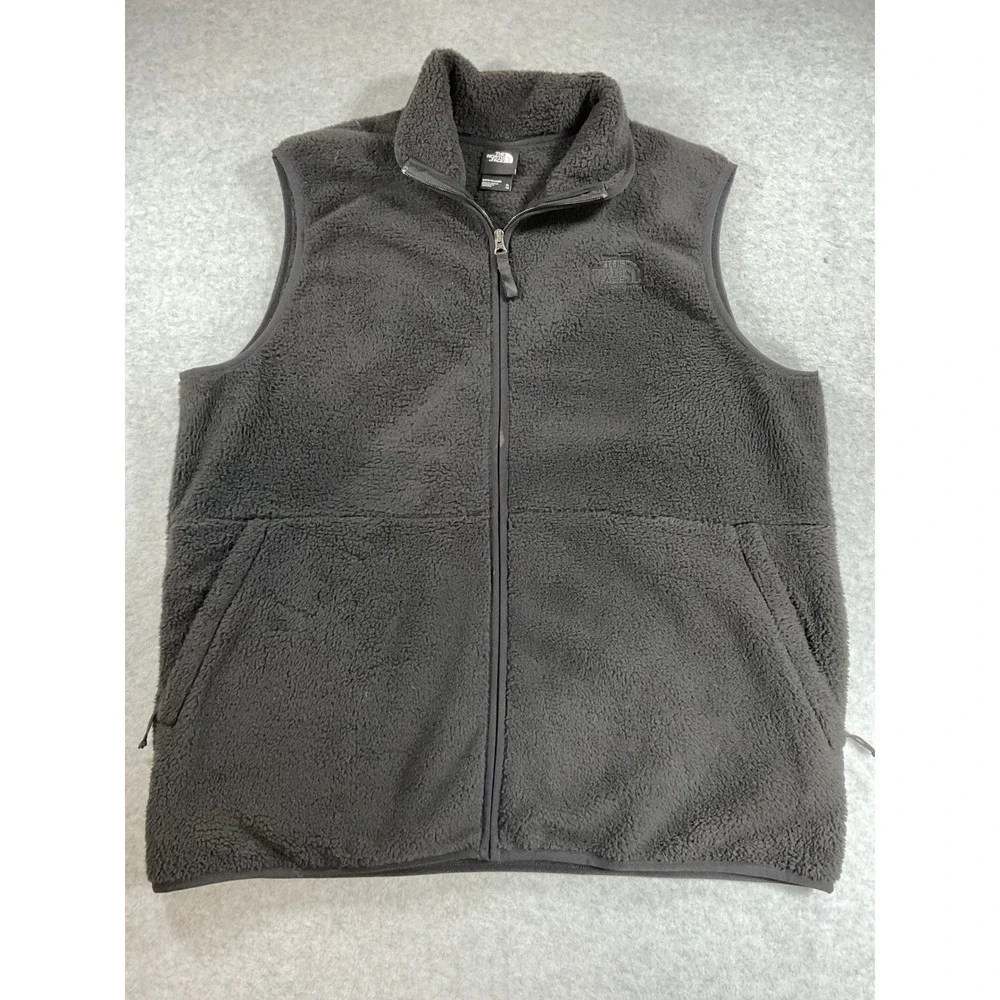 The North Face Mens XL Sherpa Fleece Vest Full Zip Gray High Pile 1790